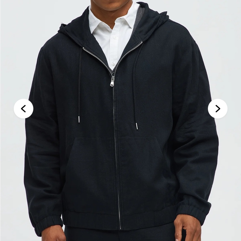 Fashion Nova Bahamas Linen Relaxed Hooded Jacket - Black